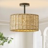 Giutna 13"Rattan Ceiling Light Fixture Flush Mount, 2-Light Boho Rattan