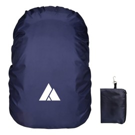 Sheelokhwui Waterproof Backpack Rain Cover, Heavy-Duty Nylon Pack Cover with Upgraded Double Adjustable Closure System and a Carry Pouch for Hiking, Cycling, Camping, Outdoor (Navy Blue, XL, 65-90L)