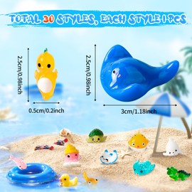 HSLCGF 30 PCS Miniature Ocean Theme Mini Resin Ocean Animals Ocean Mini Figurines Resin Axolotl for DIY Fish Tank Accessories, Micro Landscape Aquarium