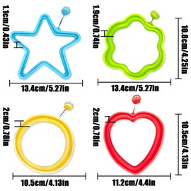TEAONE Egg Mold, 4 PCS Egg Cooking Rings for Frying Eggs, Burgers, Pancakes (4 Styles)