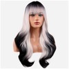 BERON Black Ombre White Wigs Women Long Curly Wave Wig