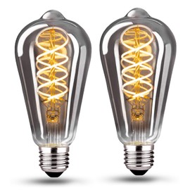 KANQIAO Edison Vintage Glhbirne E27, E27 LED Vintage Dimmbar 6W Glhbirne E27 Led Warmweiss Edison Glhbirne E27 Vintage Ideal fr Nostalgie und Retro Beleuchtung im Haus Caf Bar, Rauchgrau Glas - 2 Stck