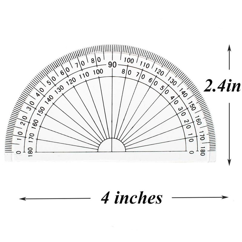Leline's 4 Inch Protractor, Plastic Student Math Protractors, Pack of