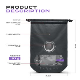 ETROL Portable Washing Machine with Wash Bag, Lightweight Hand Washing Machine for Travel, Camping, Laundry, Baby Clothes, Non-Electric - Grey, L