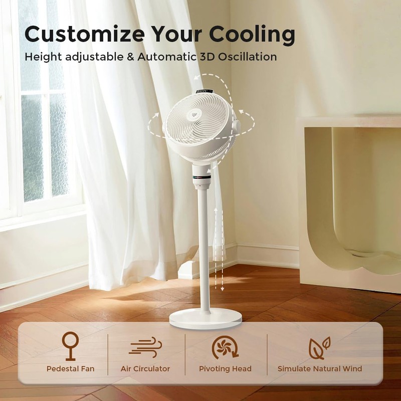 Airdog SF3 Smart Pedestal Fan Air Circulator with Temperature Sensor