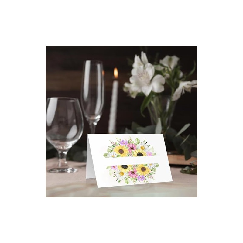 Segnaposto Floreali Matrimonio - Set 40 pz con Girasoli e