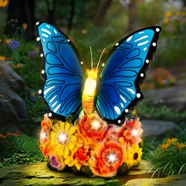 Linkax Mum Gifts for Mothers Day, Solar Butterfly Statue Garden Light Outdoor Ornaments, Birthday Gifts for Women Nanny Grandma, Patio Balcony Yard Garden Decor, Unique Easter Gardening Present