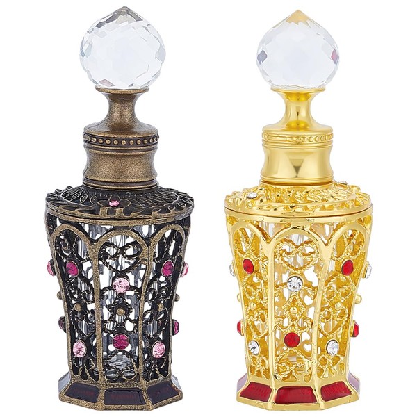 WEBEEDY 2 Styles Empty Perfume Bottles Rhinestones Decorative Glass Perfume