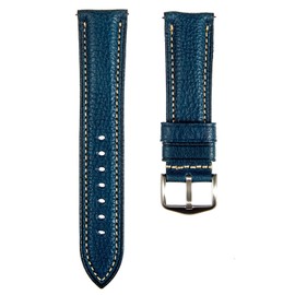 Strapseeker Premium Minerva Box Leather Watch Band - Luxury Italian Leather MBox Watch Strap from Badalassi Carlo tanneries- Quick-Release - 18mm, 20mm, 22mm, 24mm (20mm, Blue)