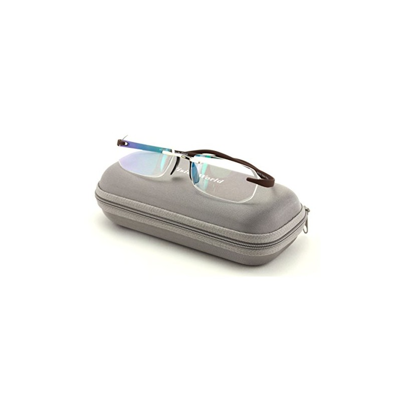 V.W.E Rectangular Rimless Memory Flex Temple Reading Glasses With Anti-reflective