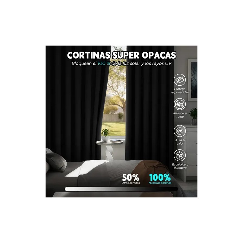 2 Panele Cortinas Blackout Para Ventana 264x240cm Habitacion