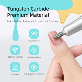 HYTOOS 5XC PRO Large Barrel Nail Drill Bits, 6.6mm Flat Top Professional Acrylic Gel Removal Drill Bit for Nails, 2 Way 3/32" Electric efile Manicure Nail Accessories Tool