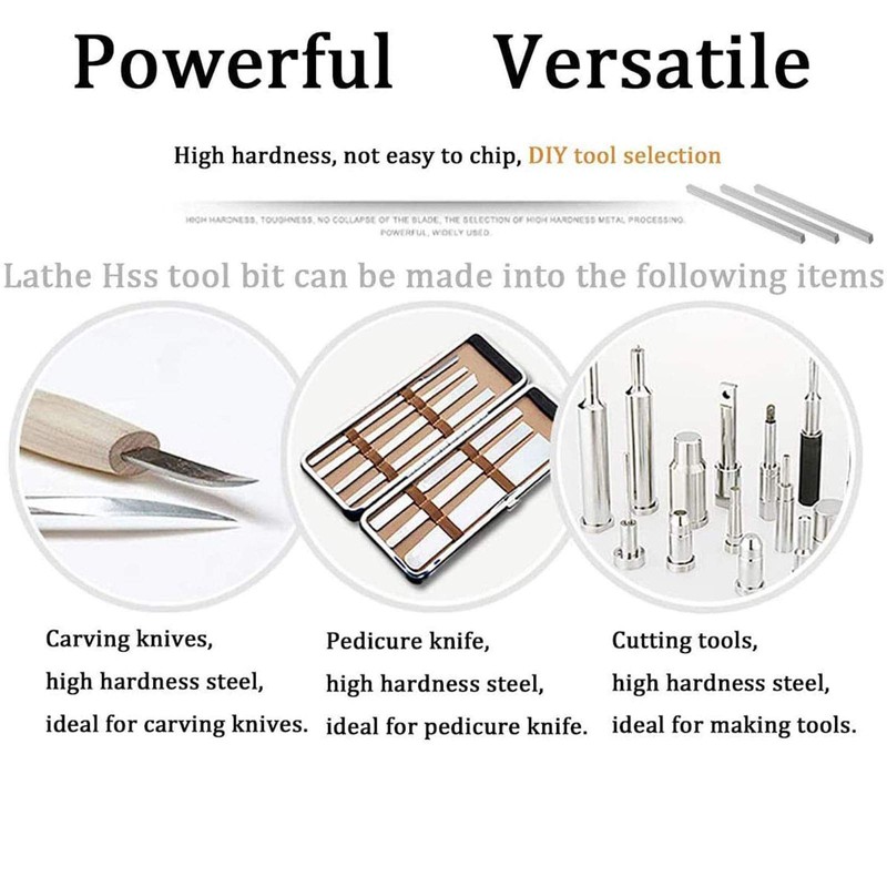 2 Pcs Lathe HSS Square Cutting Tool Bits Bar, 9mmx9mmx200mm
