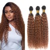 Niciitysi Light Brown Human Hair Color 1B30 Kinkycurly Bundles 12