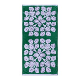 [Cassimum Island Style] Handkerchief Towel Pillow Cover Hawaiian Quilt, green: monstera