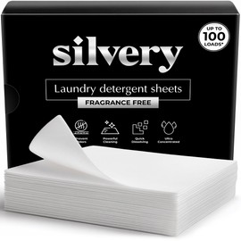 Silvery Laundry Detergent Sheets (100 Loads) - Ultra-Concentrated Eco-Friendly Washing Strips – No Plastic Jugs & Perfect for Travel - 50ct, Fragrance Free