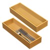 guiogc Set of 2 Bamboo Drawer Organizer, Stackable Utensil Organizer