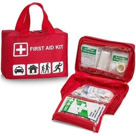 First Aid Kit - 96 Piece Compact Lightweight Portable Safety Trauma Bag Emergency Survival Kit Gear Home & Provide Immediate Care - Office Car Travel Hiking Camping & Other Outdoor Activities