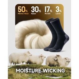 PULIOU Merino Wool Socks Men Women,Cushion Moisture Wicking Breathable Outdoor Multipack Hiking Trekking Walking Athletic Work thermal warm winter,3 pairs