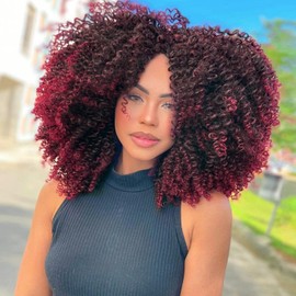 YEESHEDO Kinky Curly Wig Water Curly Body Deep Wave Long Kinky Curly Wigs for Women Glueless Brazilian 180% Density Heat Resistant Synthetic Hair (T1B/BUG#)