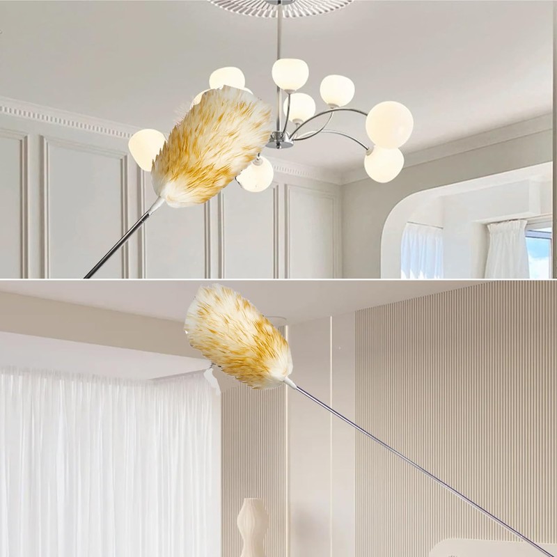 Leories Lambswool Feather Duster with Extension Pole up to 97inch,Extendable