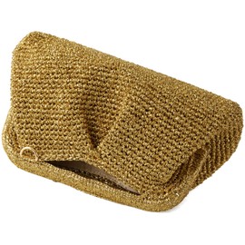 FanChris Women's Evening Bag with gold and silver threads Clutch Purse Detachable Chain Crossbody Bag for Wedding Party Handbag(Gold)