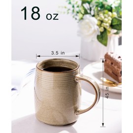 GBHOME Large Coffee Mugs Set of 6, 18oz Handmade Ceramic Coffee Mugs Set with Gradient color for Latte/Tea/Beer/Hot Cocoa, Dishwasher & Microwave Safe, Khaki