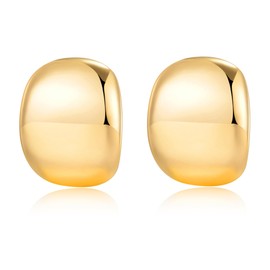 Canboer Gold Curved Square Chunky Thick Earrings Vintage Chunky Statement Stud Earrings Hypoallergenic Everyday Jewelry Gift for Women