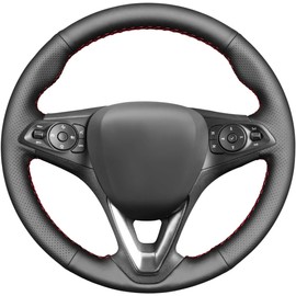 MEWANT Steering Wheel Cover for Opel Astra (K) / Corsa (E) / Crossland X/Grandland X/Insignia (CT) B/Karl/Zafira (C) Faux Leather Microfibre Leather Steering Wheel Cover Hand Sewing