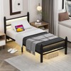 Twin Bed Frames With Charging Station & LED Lights, Metal