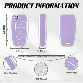TOOMUME Key Case TPU Car Key Case Fits Hyundai i30 ix35 i30n Kona Tucson NX4 Elantra Accent Solaris Sonata Creta Verna, Key Cover Protection Key Case - Flip Key