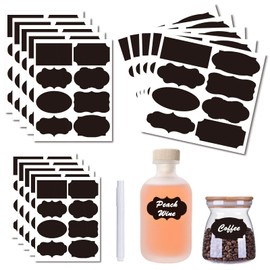 Chalkboard Labels 120pcs Black Chalk Labels for Containers with White Chalk Marker - Reusable, Waterproof Blackboard Stickers for Storage Bins, Glass Jars, Cups