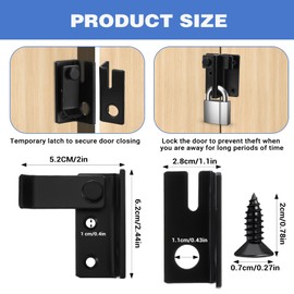 Grevosea Gate Latch for Wooden Gates, Stainless Steel Gate Lock Shed Door Latch with Lock Hole Screws Small Bolt Lock for Cabinet Garage Window Closet Door Garden Shed (Black)