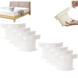 LAIKAIEU Bed Sheet Holder, Bed Sheet Tensioner with Lock Strips, High-Performance Bed Sheet Fasteners, Clips, Non-Slip, for All Sizes Mattress, Blankets, Bed Linen (White, 8 Pieces)