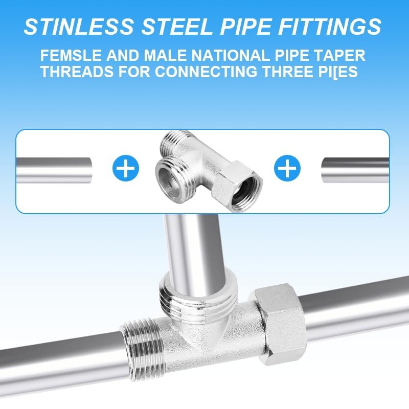 ChAusa 2 Pcs 3 Way T Shape Adapter 3/8 Flared