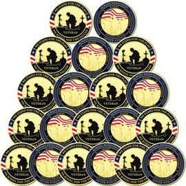 Huquary 20 Pcs Military Challenge Coins Veteran Thank You Coins Thank You for Your Service Coins Veterans Day Gifts Veteran Challenge Coins Bulk for Men Women Veterans Presents(Simple)