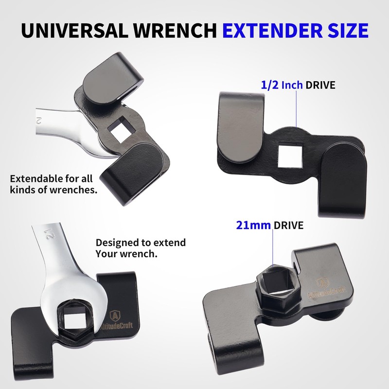 AltitudeCraft Universal Wrench Extender Adaptor, 1/2" Breaker Bars & 21mm