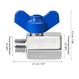 PATIKIL Mini Ball Valve 1/4" NPT Thread Male/Female, 2 Pcs 304 Stainless Steel Shut-Off Valve for Water Oil Gas Plumbing Fitting, Silver