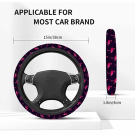 NOMEDOGYIm Flamingo Steering Wheel Cover Pink Steering Wheel Cover for Women Men Anti-Slip Breathable Steering Wheel Protector Car Accessories