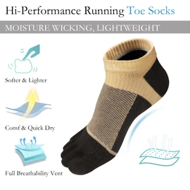 VWELL Toe Socks for Men Women Running Ankle Cotton Five Fingers Design Low Cut Athletic 4 Pairs Size 8-11