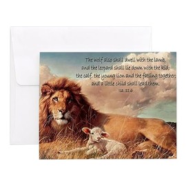 CafePress Greeting Card Lion And Lamb Notecards (Set Of 20) 4.25" x 5.5" Notecards 10 Pack