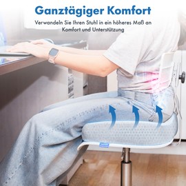 KALMISE Orthopaedic Seat Cushion Memory Foam Seat Cushion Office Chair Coccyx Cushion Perfect for Office, Home, Car or Wheelchair