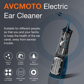 AVCMOTO Ear Wax Removal, Electric Ear Cleaner with 4 Cleaning Modes, Waterproof Type-C Rechargeable Safer＆Effective Ear Wax Removal kit, 4 Reusable Replacement Ear Tip for Adults & Kids