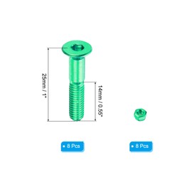 PATIKIL 1" Skateboard Hardware Bolt, 8 Set Carbon Steel Truck Mounting Screws Bolts Nuts Set for Skateboard Cruiser, Green