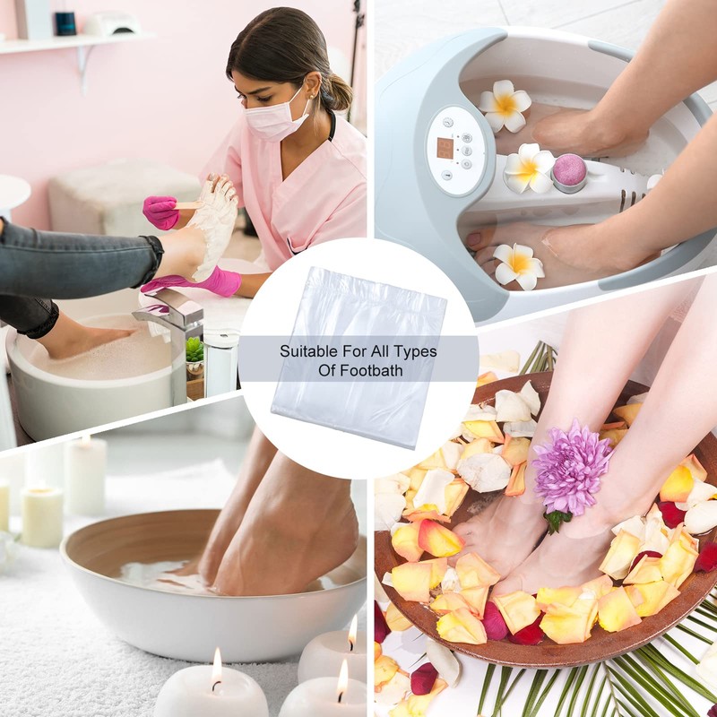 100 Pcs Disposable Foot Tub Liner Portable Bath Bags Plastic