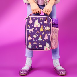 Ion8 Premium Lunch-Tasche, 3-Seitiger Reißverschluss, Flaschen-Netztasche, Namensschild, Lebensmittelechte Isolierung, Abwischbar, Waschmaschinenfest, Prinzessin Design, Polyester