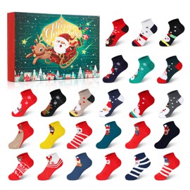 Souarts 24 Pairs Christmas Socks Women's Advent Calendar 2024 Women Adult Cuddly Socks Women, Christmas Calendar Christmas Socks Gift Set