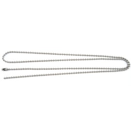 Ball Chain 24 Inch Length Stainless Steel 2.4 mm Military Dog Tag Necklace with Connector - Pack of 2