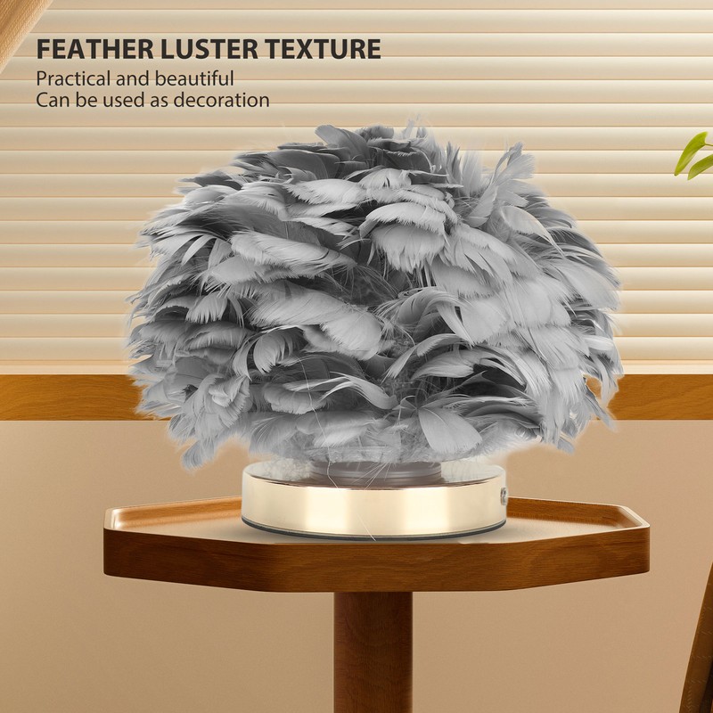 Feather Table Lamp Stepless Dimming USB Charging Touch Control LED