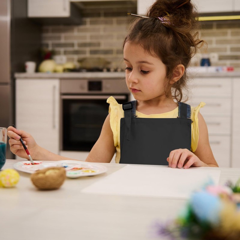 REBECASKYENS 2 PCS Black Kids Apron Kids Chef Apron Toddler